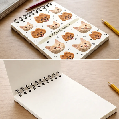 Custom Photo Dog Cat Family Portrait - Personalized Sketchbook