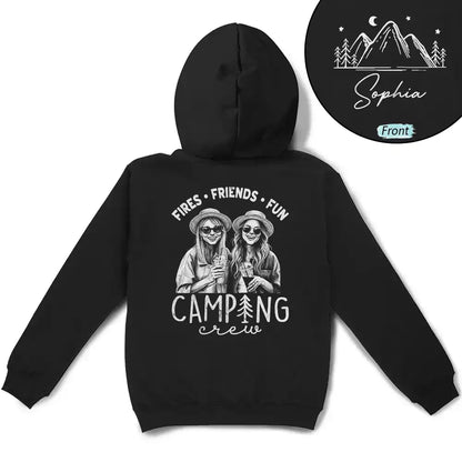 Custom Photo White Pencil Sketch Art Camping Crew Fires Friends Fun - Personalized T Shirt