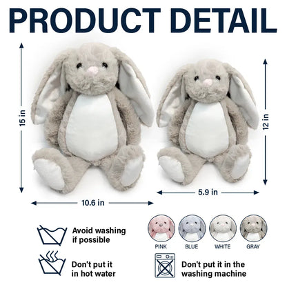 Custom Photo Faux Embroidery Effect Chenille Animal & Alphabet Letters - Personalized Soft Toy Bunny