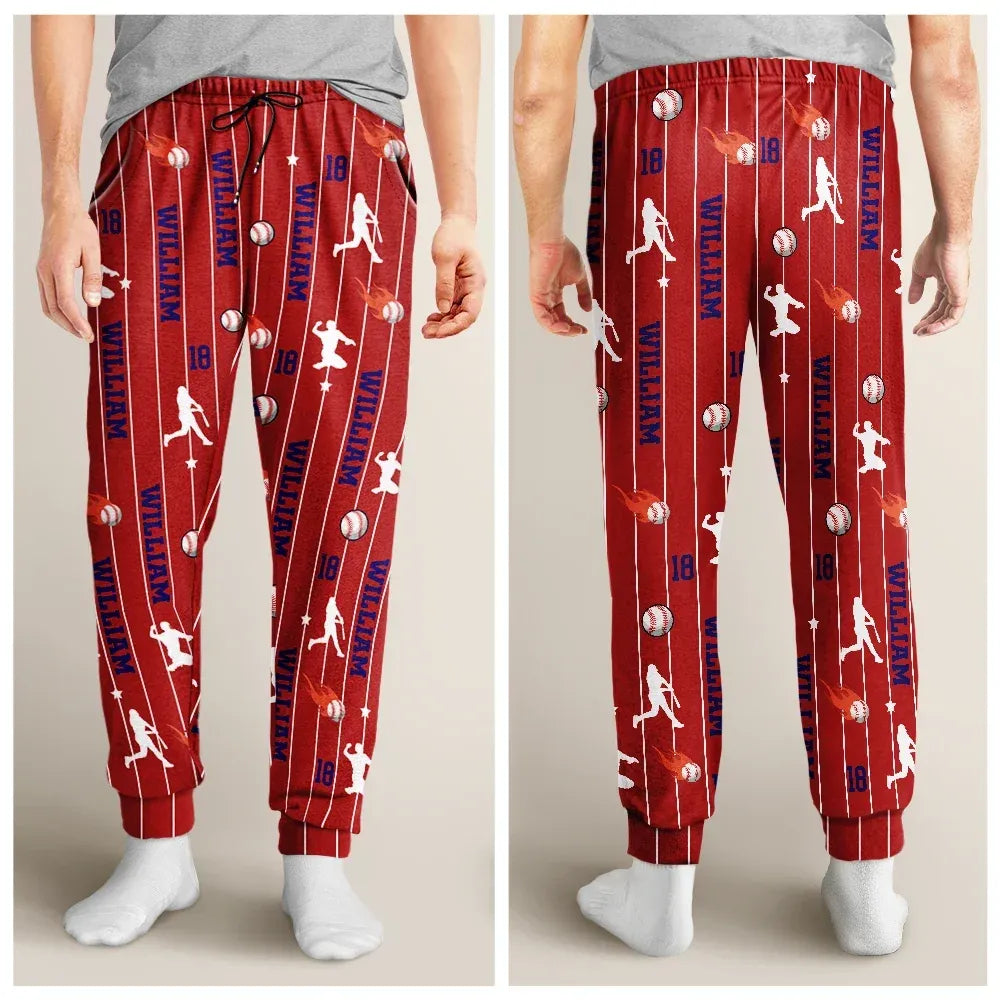 Sports Lovers Number And Name - Personalized Pajama Pants
