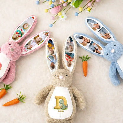 Custom Photo Faux Embroidery Effect Chenille Animal & Alphabet Letters - Personalized Soft Toy Bunny
