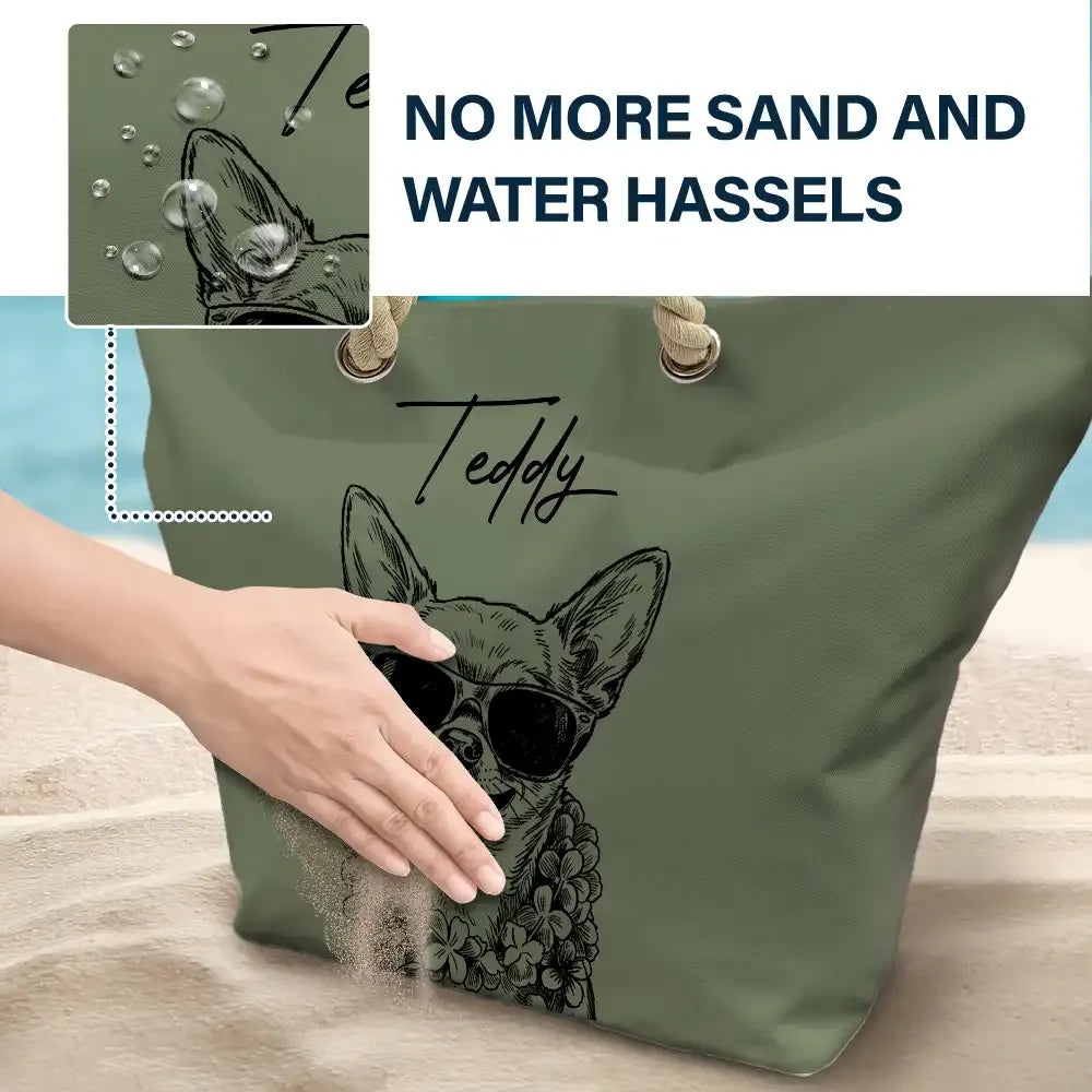 Custom Photo Pencil Sketch Besties Family Pet Funny Portrait - Personalized Beach Bag