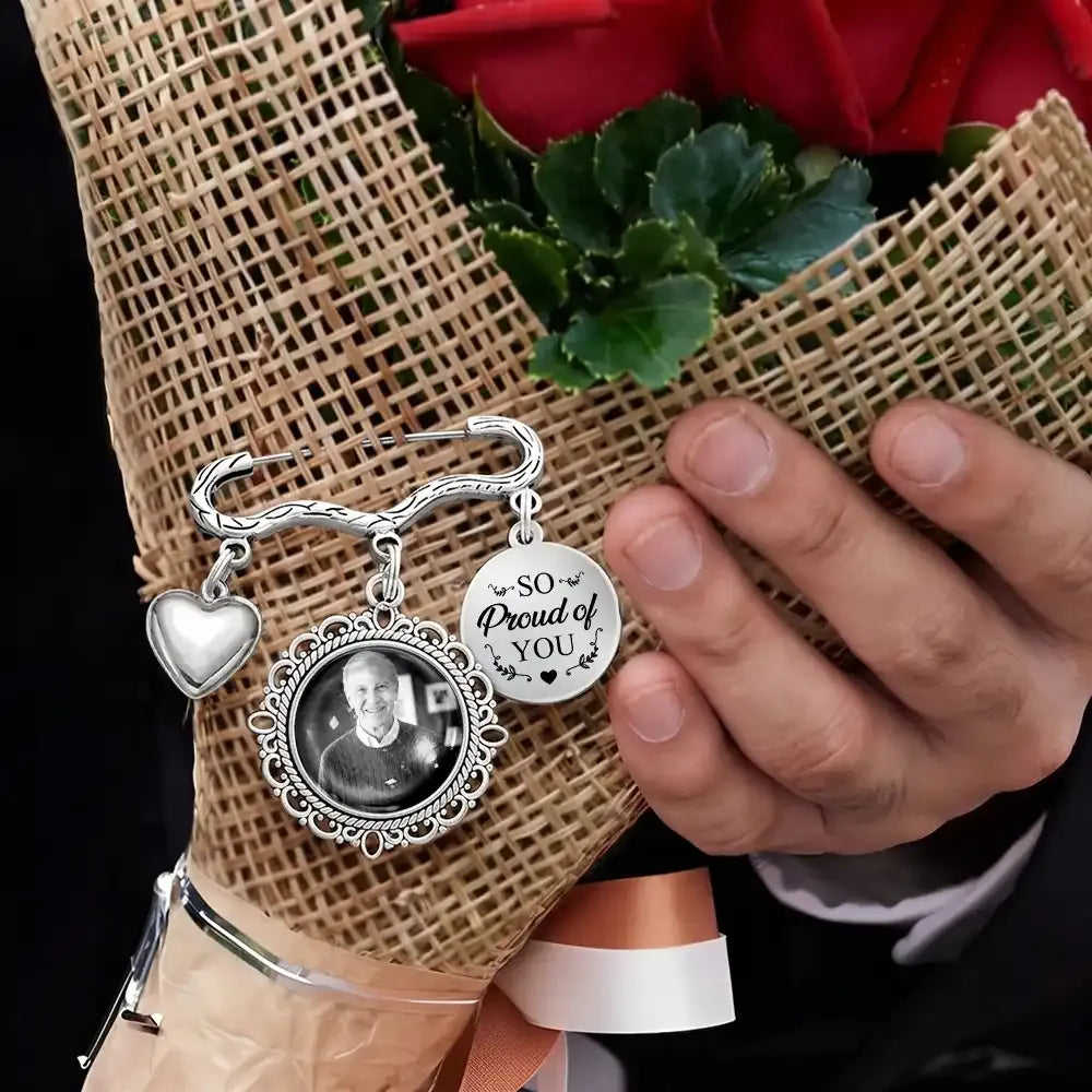 Custom Photo Memorial Family Walk With Me Today - Personalized Lapel Pin