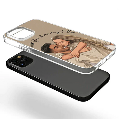 Custom Photo Semi Realistic Portrait You & Me We Got This - Personalized Clear Phone Case