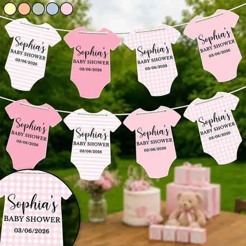 Baby Bodysuit Boy Girl For Baby Shower, Gender Reveal - Personalized Garland Banner