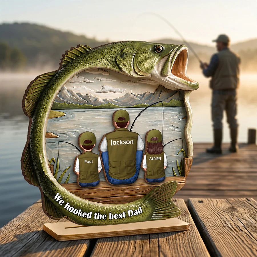 Best Catch Ever Dad Fishing - Personalized Wooden Plaque - Heartfelt Gift For Fishing Dad, Gift For Husband