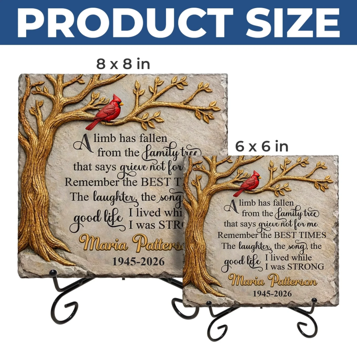 Custom Square Shaped Stone With Stand - Personalized Memorial Sympathy Gifts For Loss Of Mom, Dad - Memories Never Fade