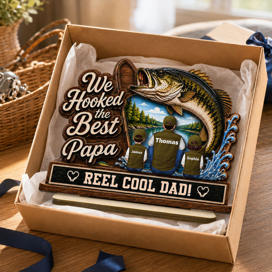 We Hooked The Best Grandpa Back View 2D Flat - Personalized  Wooden Plaque - Father's Day Gift For Fishing Lovers