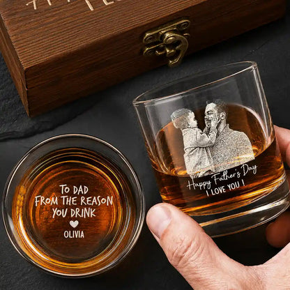 Custom Photo White Pencil Sketch Art From The Reason You Drink - Personalized Whiskey Glass