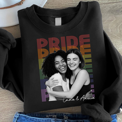 Retro Pride Bootleg Style LGBT+ Couple - Personalized Shirt - Gift For Couple, Happy Pride Month