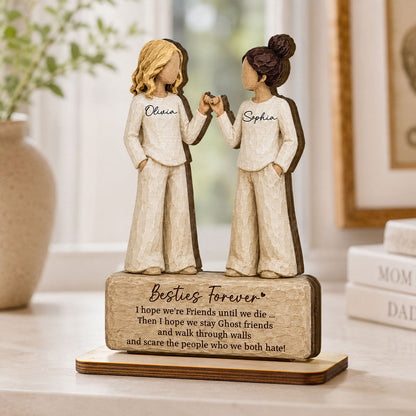 Besties Forever Pinky Promise 2D Flat - Personalized Wooden Plaque - Friendship Keepsake