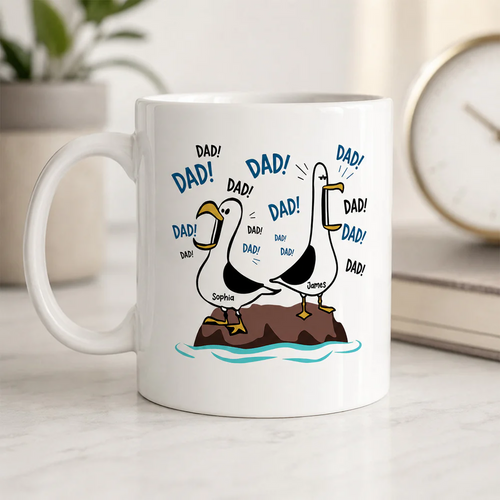 Seagull Dad! Dad! Dad! - Personalized Mug - Funny Father's Day Gift For Dad, Husband