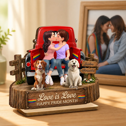 LGBT+ Couple You & Me And The Dogs - Personalized Wooden Plaque - Gift For Couple, Happy Pride Month