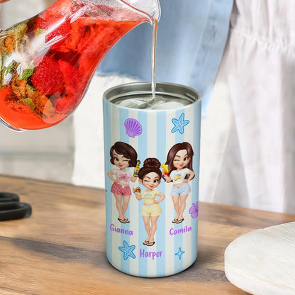 Congrats On Being My Bestie Stripe Style - Personalized Can Cooler - Summer