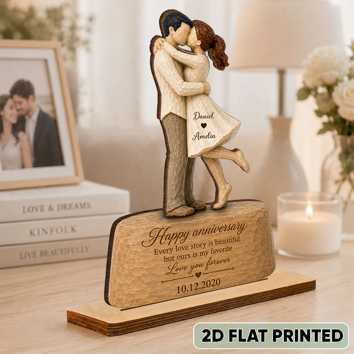 Our Love is Our Favorite - Personalized Wooden Plaque - Couple Heartfelt Anniversary Gift for Her, for Him