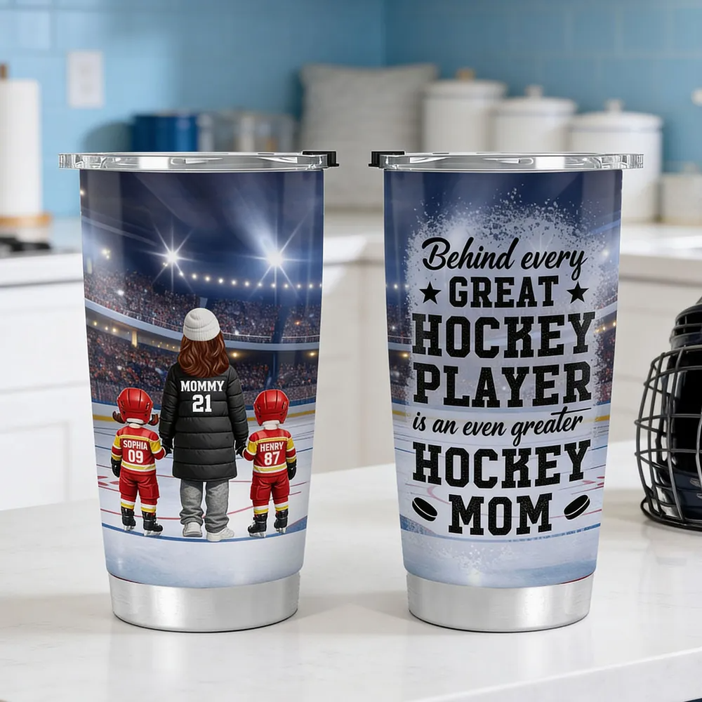 Behind Every Great Hockey Player Is An Even Greater Hockey Mom - Personalized Tumbler - Mother's Day Gift For Hockey Mom, Gift For Wife