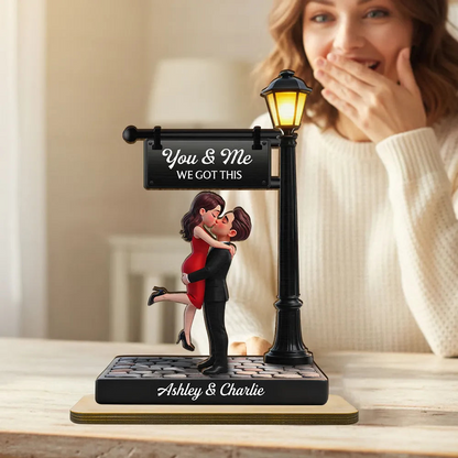 Timeless Love Under The Light - Personalized Wooden Plaque - Heartfelt Valentine's Day Gift For Couple, For Him, For Her
