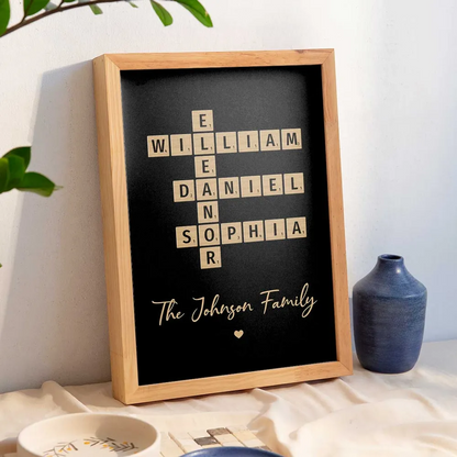 Family Crossword Art - Created In A Moment, Treasured Forever Personalized Poster
