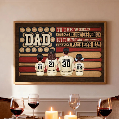Baseball Nation Flag Dad Us You Are The World - Personalized Poster - Father's Day Gift For Baseball Dad