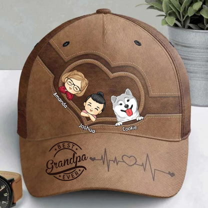 Best Dad Ever - Family Personalized Custom Hat, All Over Print Classic Cap - Father's Day, Gift For Dad, Grandpa
