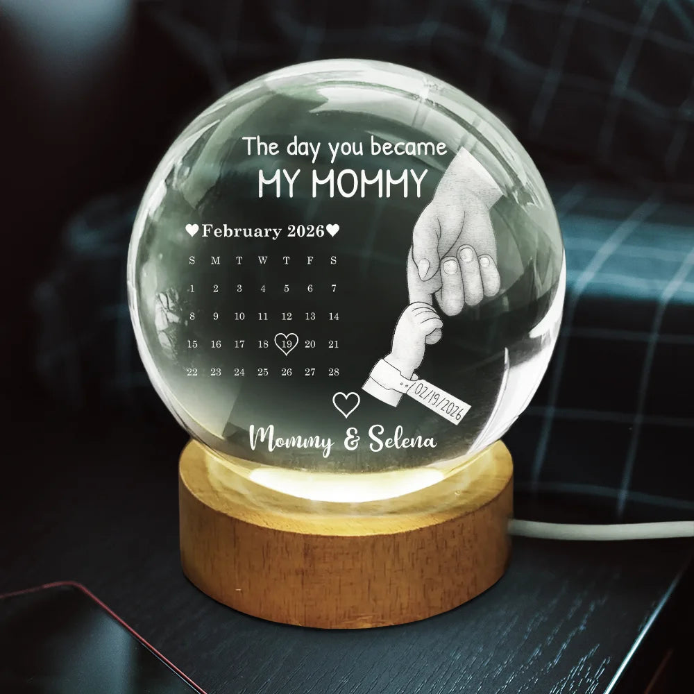 Calendar Our First Mother's Day Father's Day The Day You Became My Mom Dad - Personalized Crystal Globe Lamp