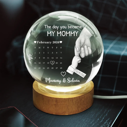 Calendar Our First Mother's Day Father's Day The Day You Became My Mom Dad - Personalized Crystal Globe Lamp