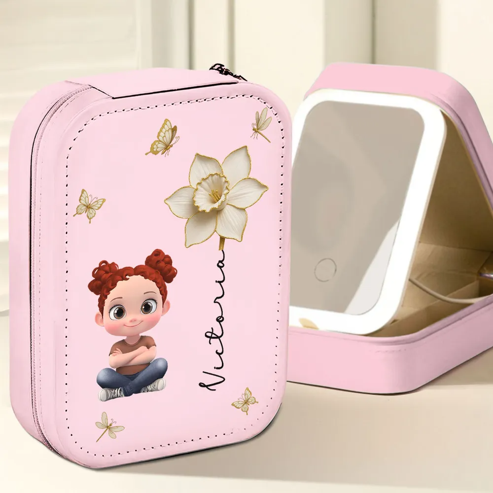 Floral Soul - Personalized Custom Jewelry Box With LED Mirror