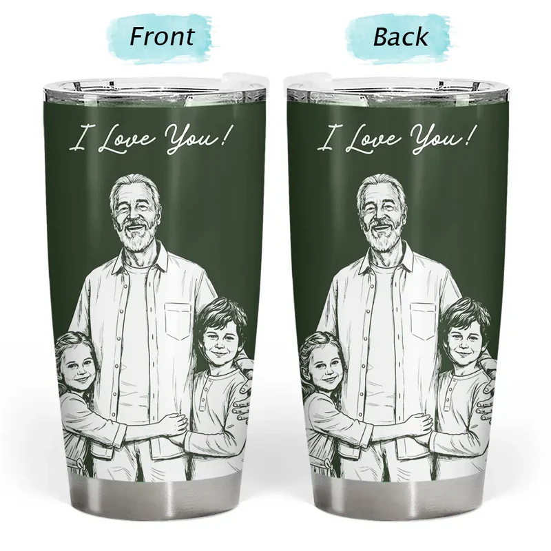 Custom Photo White Pencil Sketch Art Best Dad Ever I Love You - Personalized Tumbler