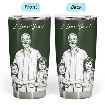 Custom Photo White Pencil Sketch Art Best Dad Ever I Love You - Personalized Tumbler