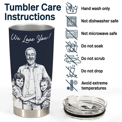 Custom Photo White Pencil Sketch Art Best Dad Ever I Love You - Personalized Tumbler