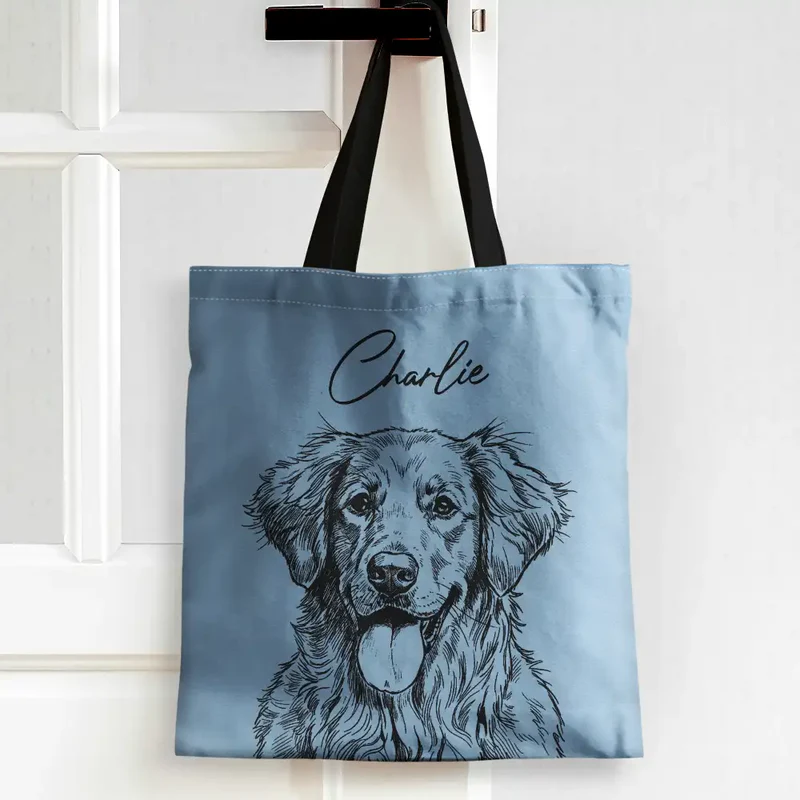 Custom Photo Pencil Sketch Besties Pet Funny Portrait - Personalized Tote Bag