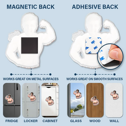 Custom Photo Never Skip Chest Day - Personalized Squishy Acrylic Fridge Magnet