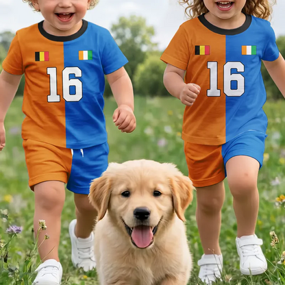 Half And Half Flag Summer Soccer Games - Personalized Kids Clothing Set