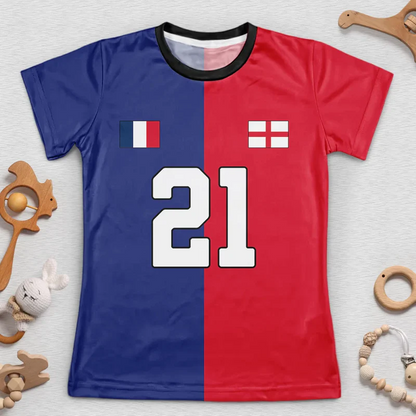 Half And Half Flag Summer Soccer Games - Personalized Kids Clothing Set