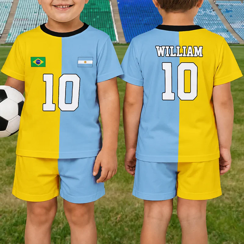 Half And Half Flag Summer Soccer Games - Personalized Kids Clothing Set