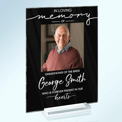 Custom Photo Memorial Wedding Reserved In Loving Memory - Personalized Vertical Rectangle Acrylic Plaque