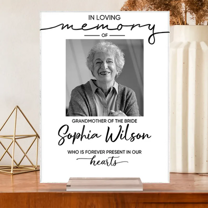 Custom Photo Memorial Wedding Reserved In Loving Memory - Personalized Vertical Rectangle Acrylic Plaque