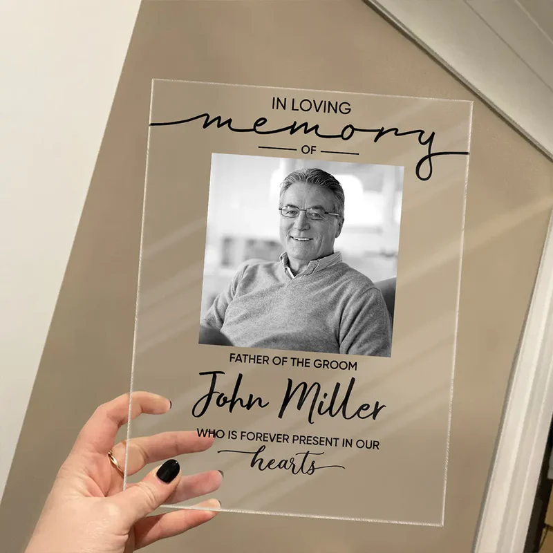Custom Photo Memorial Wedding Reserved In Loving Memory - Personalized Vertical Rectangle Acrylic Plaque
