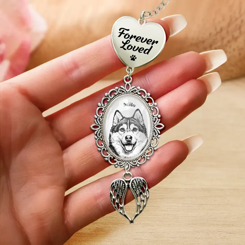 Custom Photo Bold Sketch Forever In My Heart Memorial Portrait - Personalized Wedding Charm