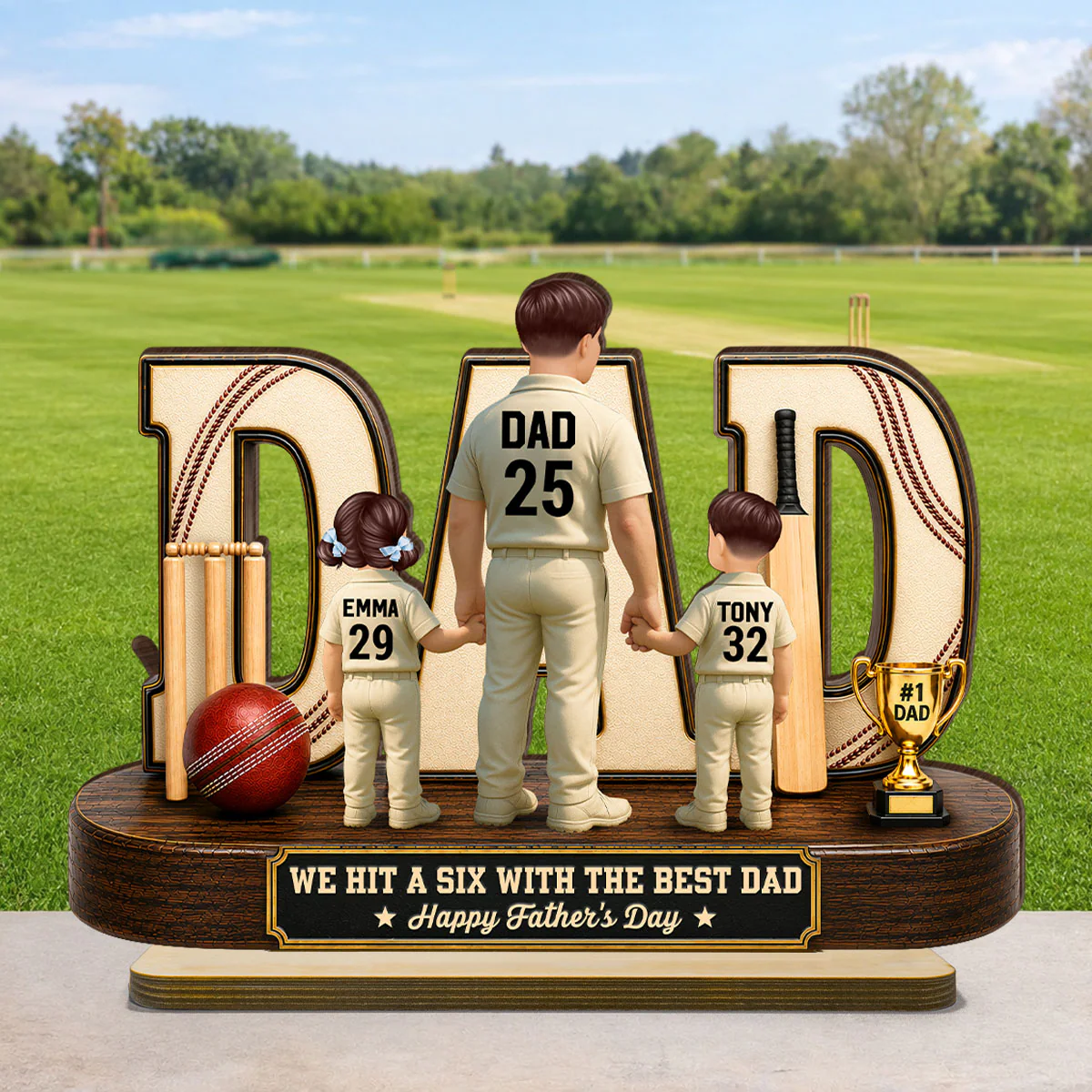Cricket Dad Legend Hit A Six With The Best Dad - Personalized Wooden Plaque - Father's Day Gift For Dad, Husband, Cricket Lovers