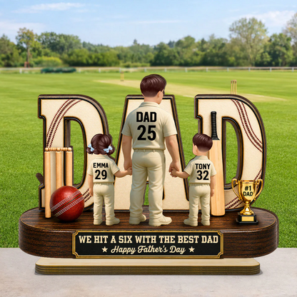 Cricket Dad Legend Hit A Six With The Best Dad - Personalized Wooden Plaque - Father's Day Gift For Dad, Husband, Cricket Lovers
