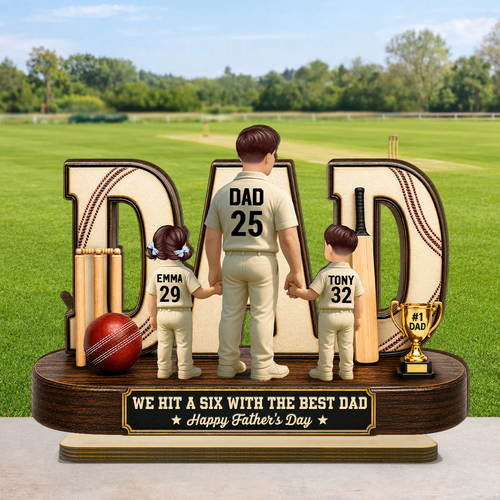 Cricket Dad Legend Hit A Six With The Best Dad - Personalized Wooden Plaque - Father's Day Gift For Dad, Husband, Cricket Lovers