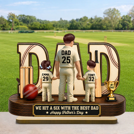 Cricket Dad Legend Hit A Six With The Best Dad - Personalized Wooden Plaque - Father's Day Gift For Dad, Husband, Cricket Lovers