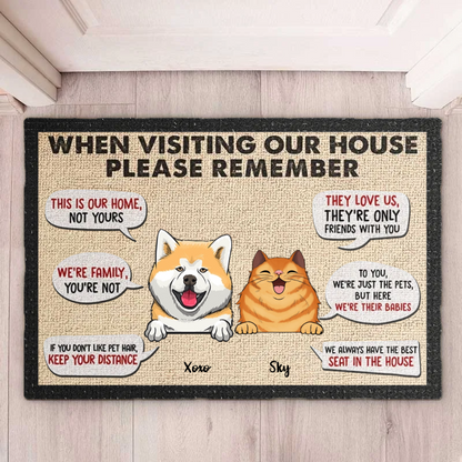 Remember When Visiting Our House - Personalized Decorative Mat, Doormat