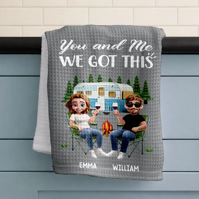 Camper Sweet Camper Camping Couple - Personalized Kitchen Towel