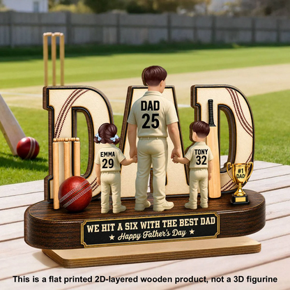 Cricket Dad Legend Hit A Six With The Best Dad - Personalized Wooden Plaque - Father's Day Gift For Dad, Husband, Cricket Lovers