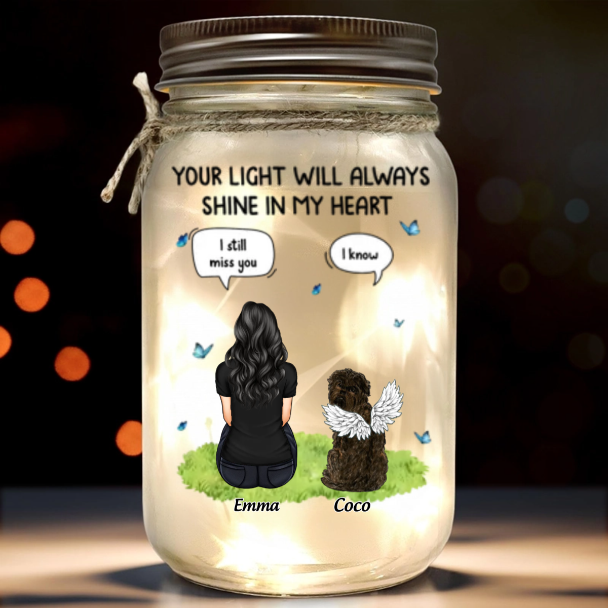 Your Light Will Always Shine In My Heart - Memorial Personalized Custom Mason Jar Light - Sympathy Gift For Pet Owners, Pet Lovers