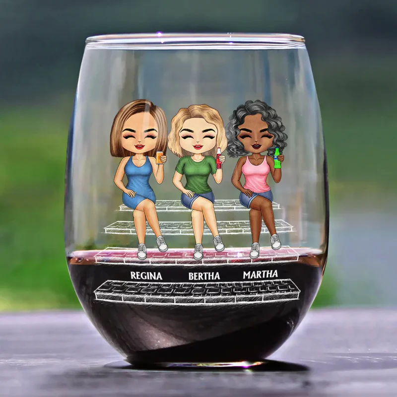 We're Not Sugar And Spice And Everything Nice We're Sage And Hood - Personalized Stemless Wine Glass