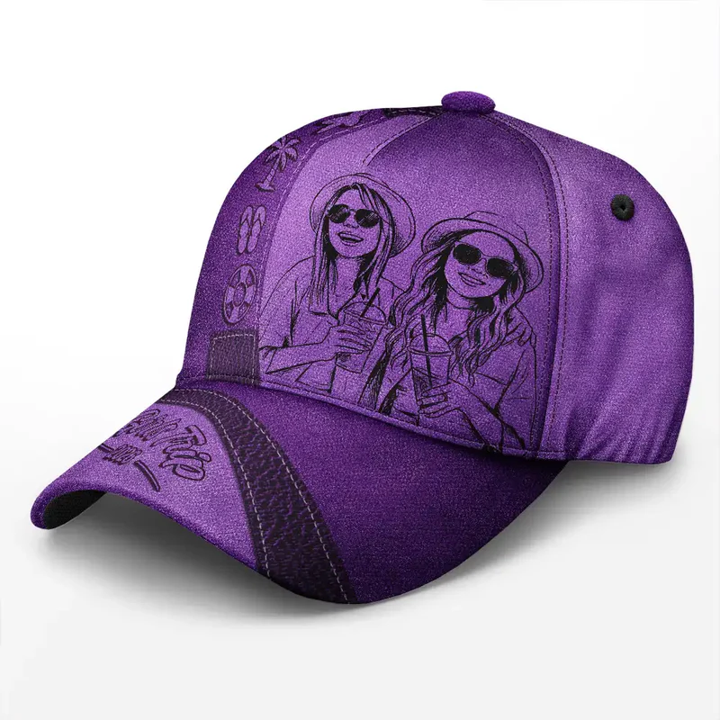 Custom Photo Pencil Sketch Girls Trip Family Trip Summer - Personalized Classic Cap