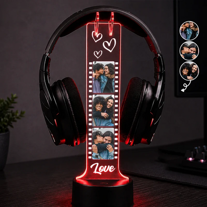 Custom Photo Besties Couple Film Strip - Personalized Headphone Stand